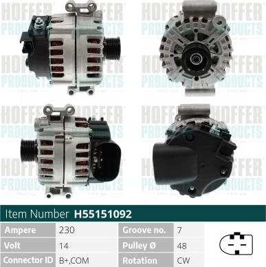 Hoffer H55151092 - Alternator www.molydon.hr