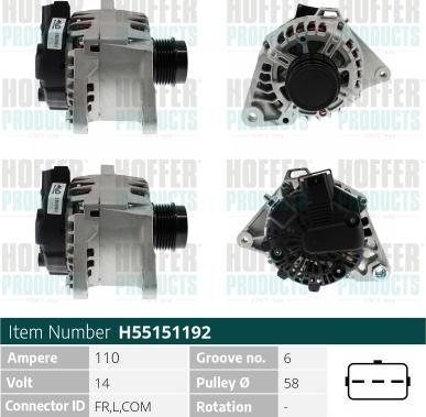 Hoffer H55151192 - Alternator www.molydon.hr