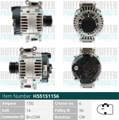 Hoffer H55151156 - Alternator www.molydon.hr