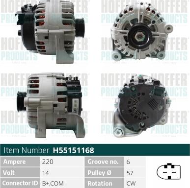 Hoffer H55151168 - Alternator www.molydon.hr