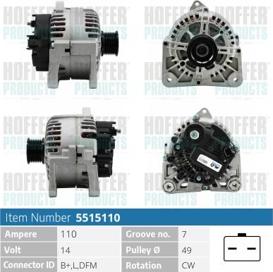 Hoffer H5515110 - Alternator www.molydon.hr