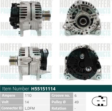 Hoffer H55151114 - Alternator www.molydon.hr