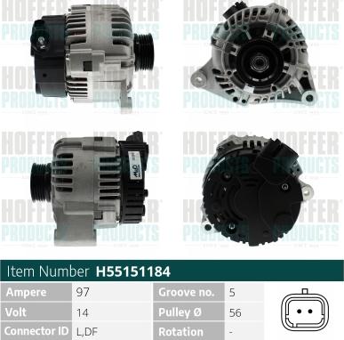 Hoffer H55151184 - Alternator www.molydon.hr