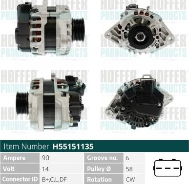 Hoffer H55151135 - Alternator www.molydon.hr