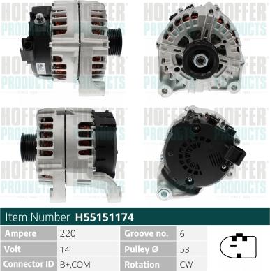 Hoffer H55151174 - Alternator www.molydon.hr