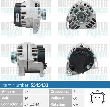 Hoffer H5515133 - Alternator www.molydon.hr