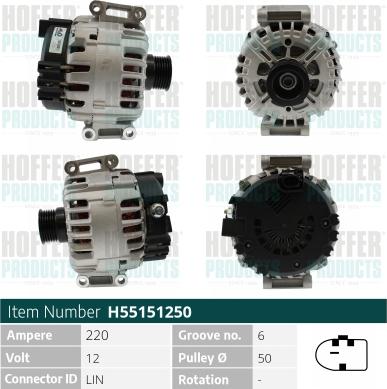 Hoffer H55151250 - Alternator www.molydon.hr