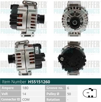 Hoffer H55151260 - Alternator www.molydon.hr