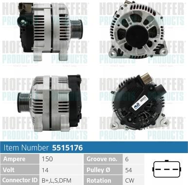 Hoffer H5515176 - Alternator www.molydon.hr