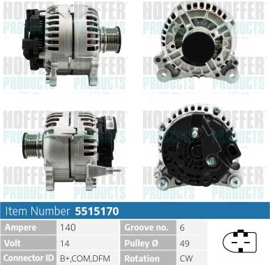 Hoffer H5515170 - Alternator www.molydon.hr