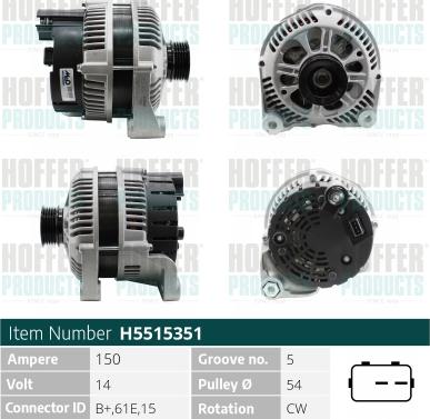 Hoffer H5515351 - Alternator www.molydon.hr