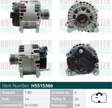 Hoffer H5515366 - Alternator www.molydon.hr