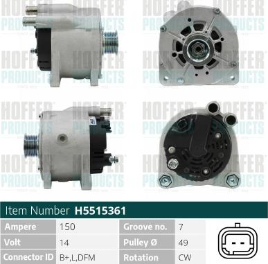 Hoffer H5515361 - Alternator www.molydon.hr