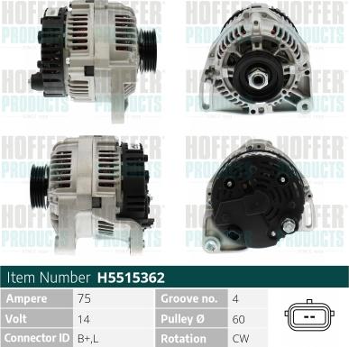 Hoffer H5515362 - Alternator www.molydon.hr