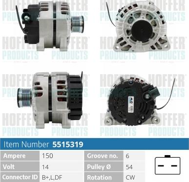 Hoffer H5515319 - Alternator www.molydon.hr