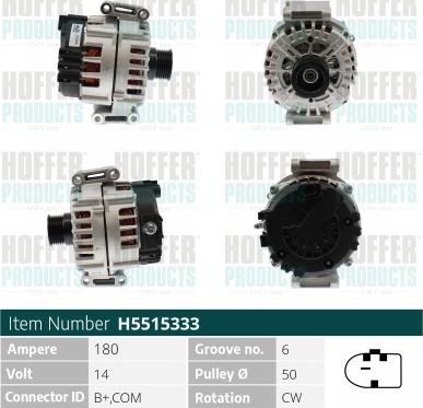 Hoffer H5515333 - Alternator www.molydon.hr