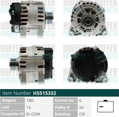 Hoffer H5515332 - Alternator www.molydon.hr