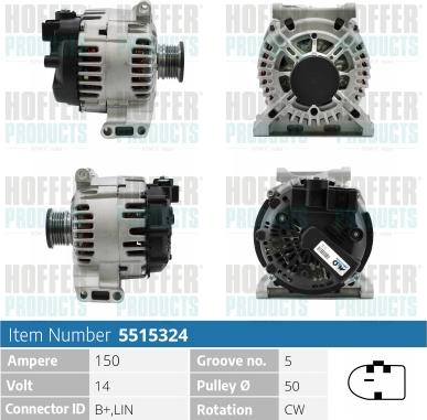 Hoffer H5515324 - Alternator www.molydon.hr