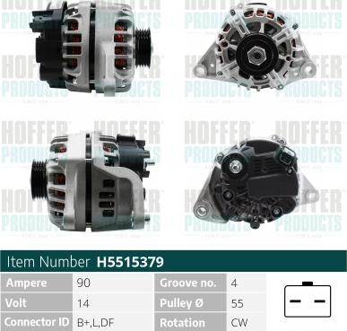 Hoffer H5515379 - Alternator www.molydon.hr