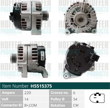 Hoffer H5515375 - Alternator www.molydon.hr