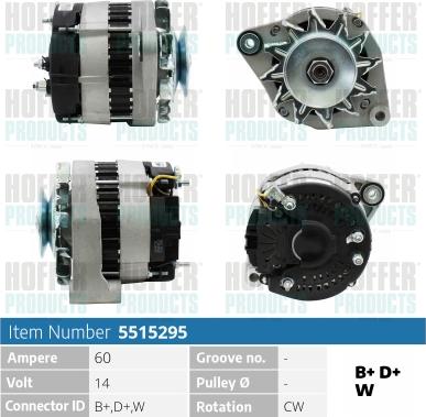 Hoffer H5515295 - Alternator www.molydon.hr