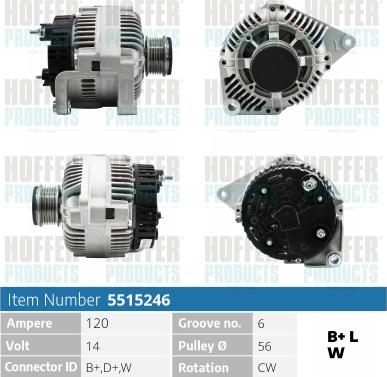 Hoffer H5515246 - Alternator www.molydon.hr