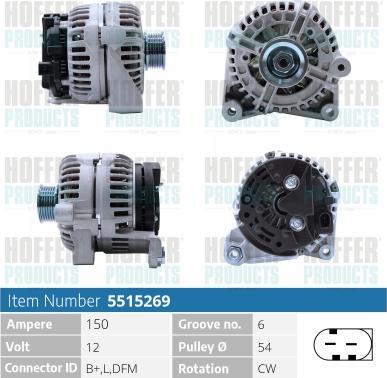 Hoffer H5515269 - Alternator www.molydon.hr