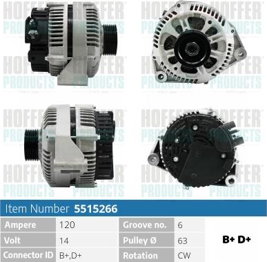 Hoffer H5515266 - Alternator www.molydon.hr