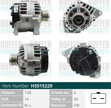 Hoffer H5515229 - Alternator www.molydon.hr