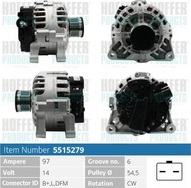 Hoffer H5515279 - Alternator www.molydon.hr