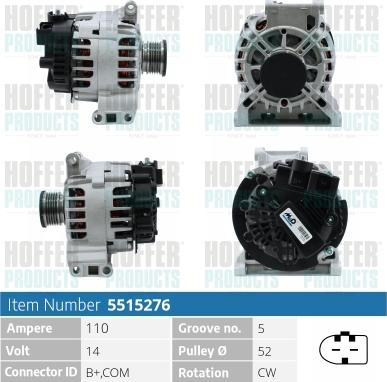 Hoffer H5515276 - Alternator www.molydon.hr