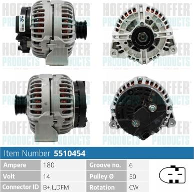 Hoffer H5510454 - Alternator www.molydon.hr