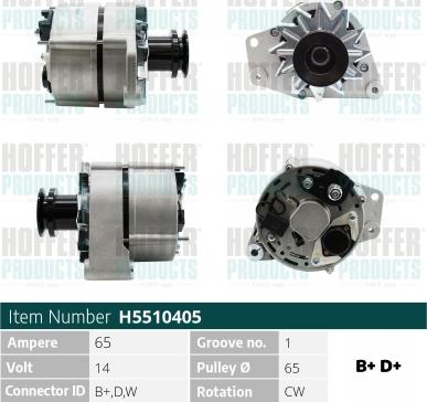 Hoffer H5510405 - Alternator www.molydon.hr