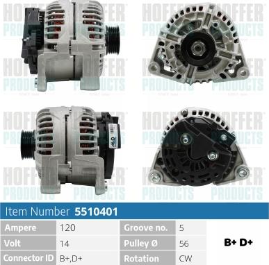 Hoffer H5510401 - Alternator www.molydon.hr