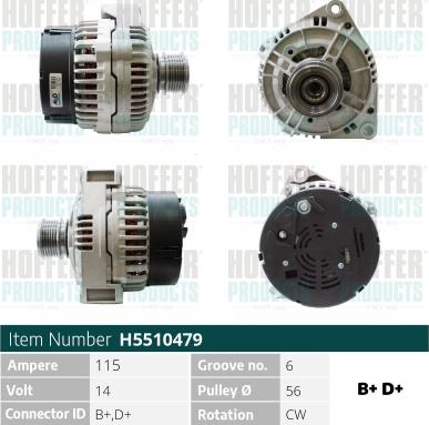 Hoffer H5510479 - Alternator www.molydon.hr