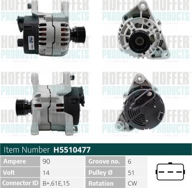 Hoffer H5510477 - Alternator www.molydon.hr