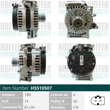 Hoffer H5510507 - Alternator www.molydon.hr