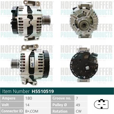 Hoffer H5510519 - Alternator www.molydon.hr