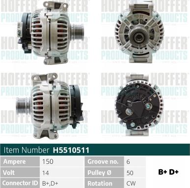 Hoffer H5510511 - Alternator www.molydon.hr