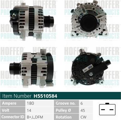 Hoffer H5510584 - Alternator www.molydon.hr