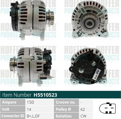 Hoffer H5510523 - Alternator www.molydon.hr