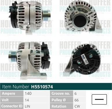 Hoffer H5510574 - Alternator www.molydon.hr