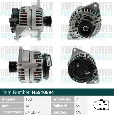 Hoffer H5510694 - Alternator www.molydon.hr