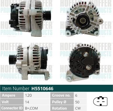 Hoffer H5510646 - Alternator www.molydon.hr