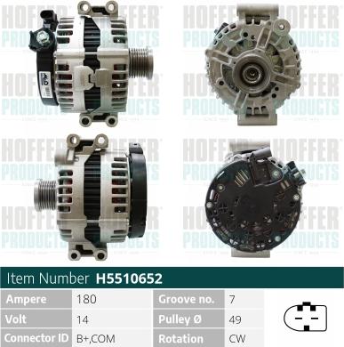 Hoffer H5510652 - Alternator www.molydon.hr