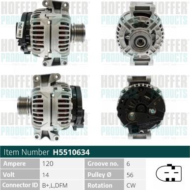 Hoffer H5510634 - Alternator www.molydon.hr