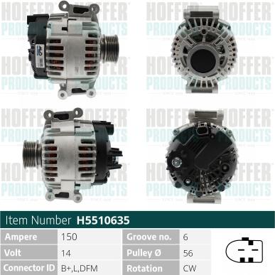 Hoffer H5510635 - Alternator www.molydon.hr