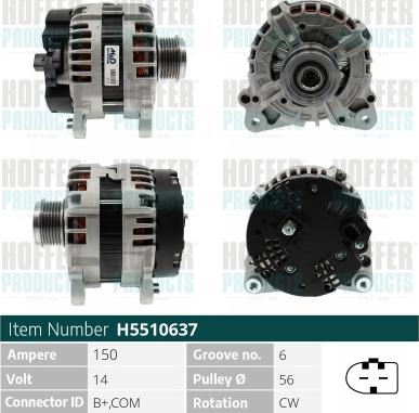 Hoffer H5510637 - Alternator www.molydon.hr