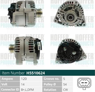 Hoffer H5510624 - Alternator www.molydon.hr