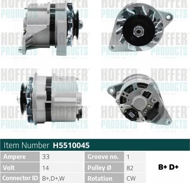 Hoffer H5510045 - Alternator www.molydon.hr